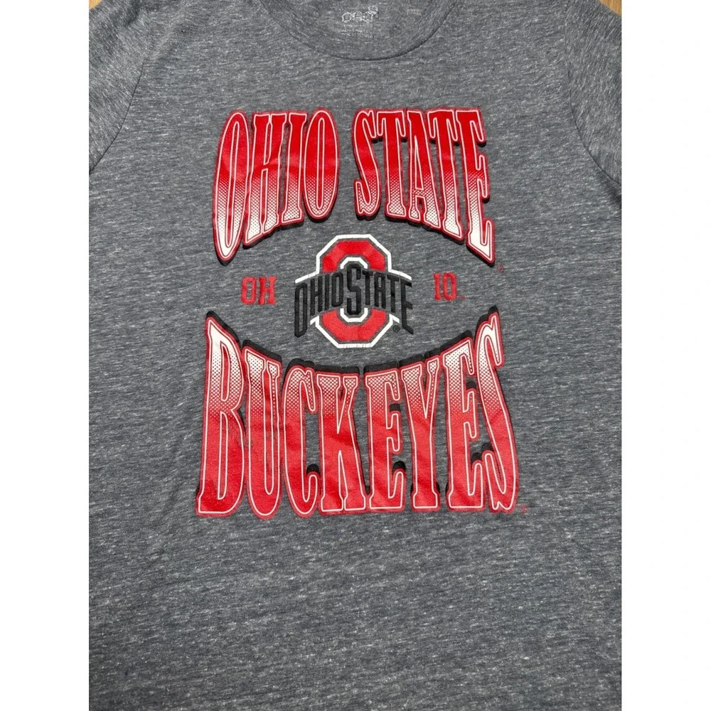Mens Ohio State Buckeyes Graphic Gray Short Sleeve NCAA Football TShirt Size S